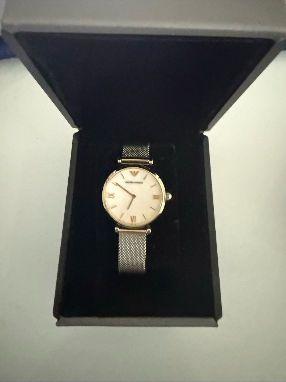 Emporio Armani Silver-Tone Mesh Bracelet Women's Watch